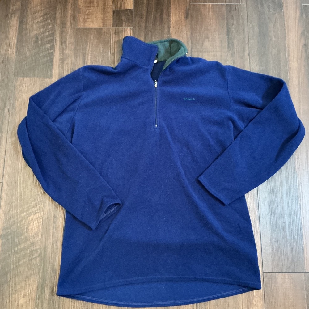 Patagonia Capilene Fleece Quarter Zip Pullover Blue Vintage Made in USA Large